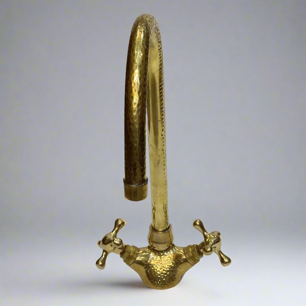 Unlacquered Brass Hammered Vanity Sink Faucet