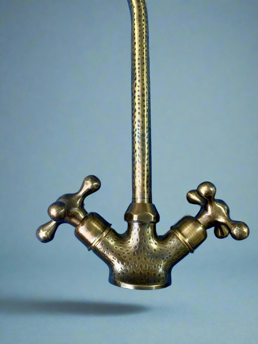 Unlacquered Brass Hammered Vanity Sink Faucet