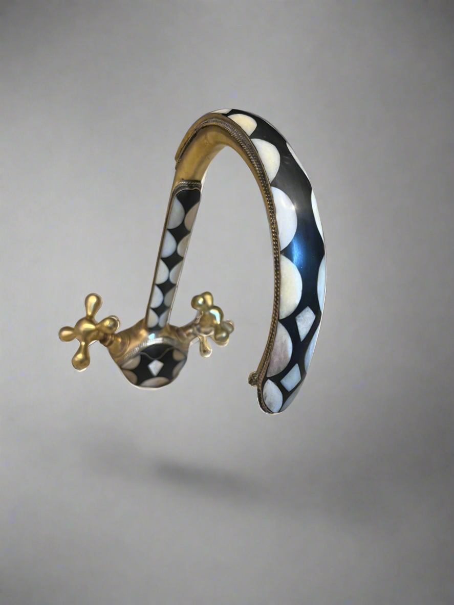 Handmade Brass, Wooden & Bone Vanity Faucet