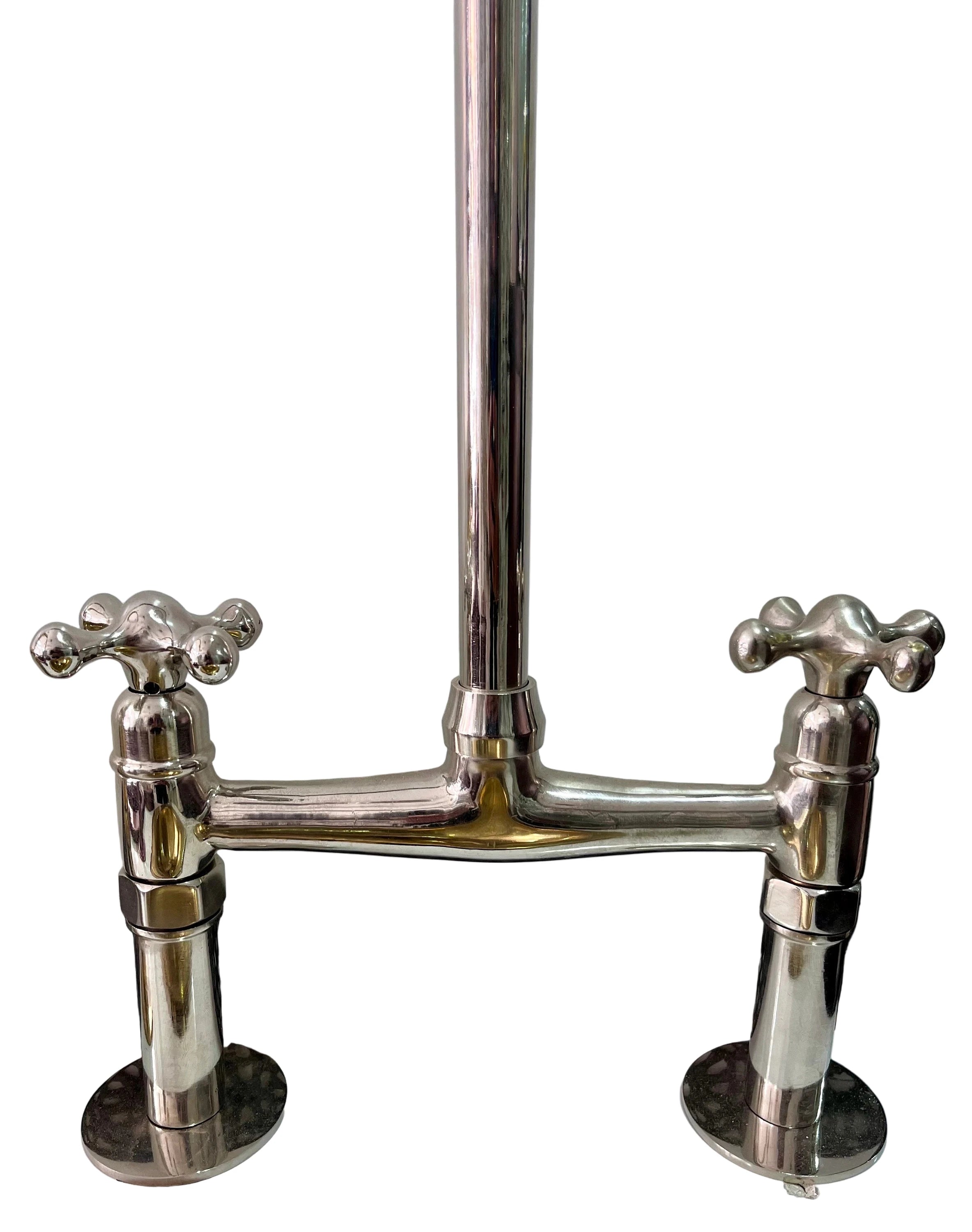 Antique Style, Unlacquered Solid Brass, Bridge Faucet, Vintage Kitchen Sink Faucet