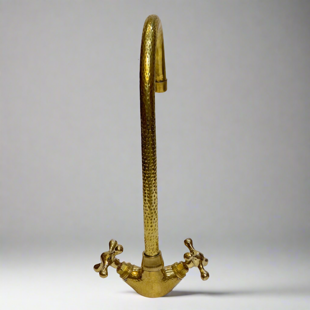 Unlacquered Brass Hammered Vanity Sink Faucet