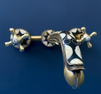 Unlacquered Brass Wall Mount Built In Bathroom Vanity Sink Faucet With  Handles