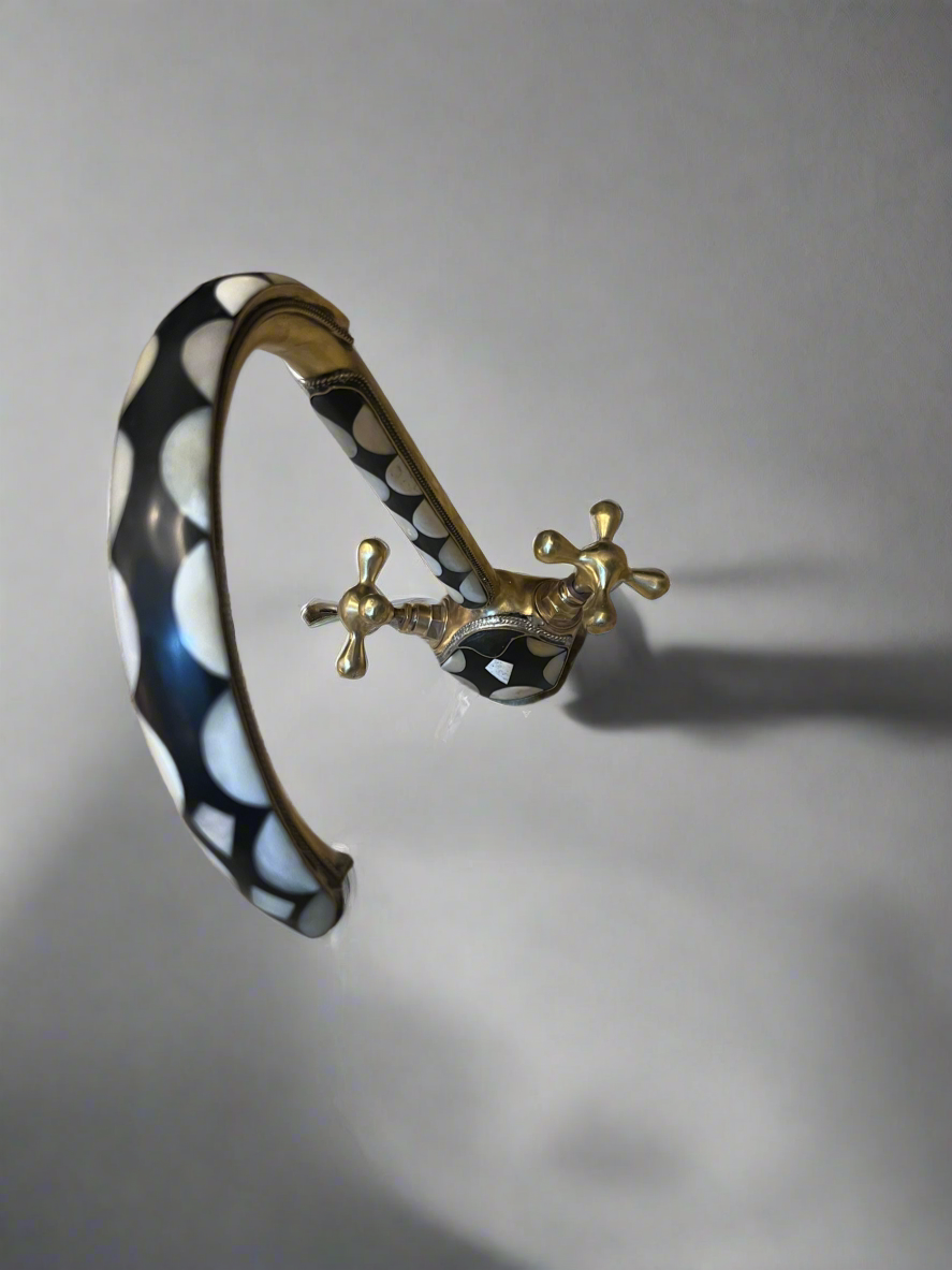 Handmade Brass, Wooden & Bone Vanity Faucet