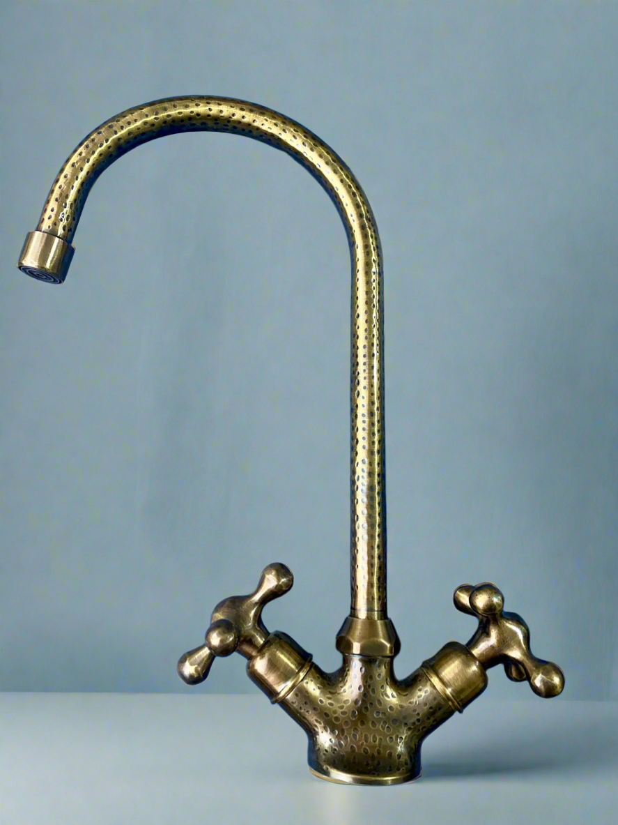 Unlacquered Brass Hammered Vanity Sink Faucet