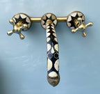 Unlacquered Brass Wall Mount Built In Bathroom Vanity Sink Faucet With  Handles